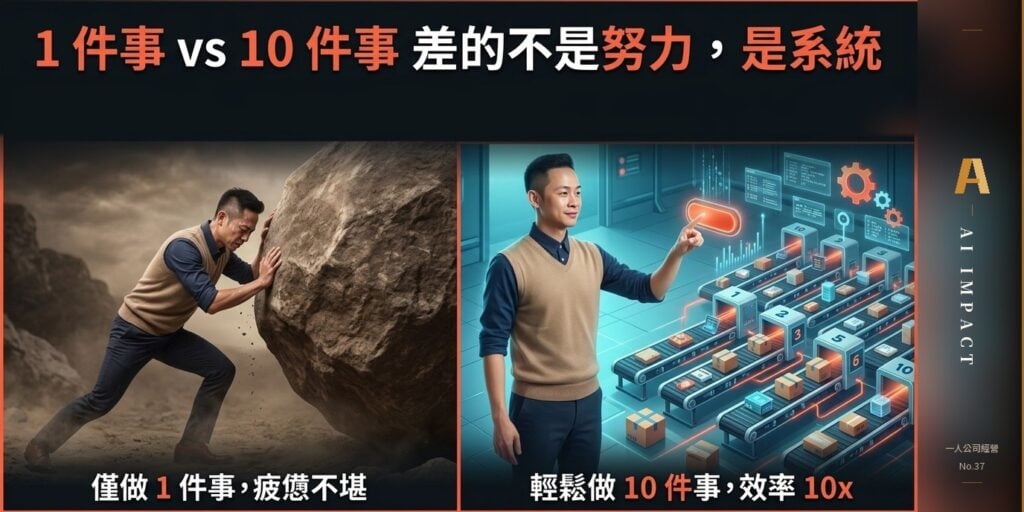 沒系統的人做 1 件事，有系統的人同時做 10 件