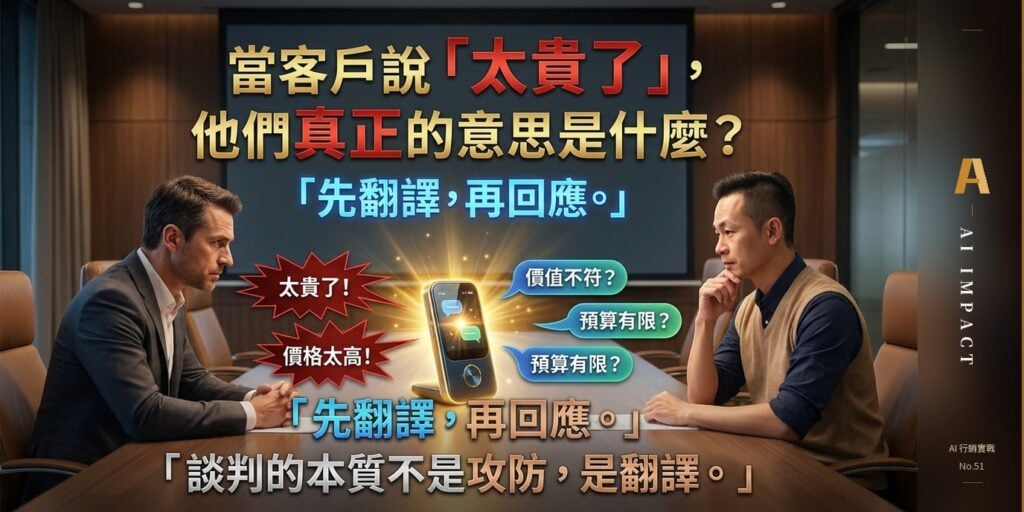 客戶說「太貴了」，他真正的意思是什麼？四種真心話與四招回應